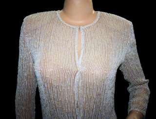 Vtg 70s Designer Sequins Beaded Party Wear Short Ladies coat Jacket 