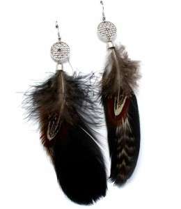 Handcrafted Long Hanging Indian 6 inch Feather Earrings  