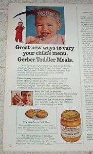 1970 ad Gerber Toddler Food CUTE baby Indian feather AD  