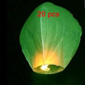  20 Pack Fire Sky Lantern Flying Paper Wish Balloon Green 