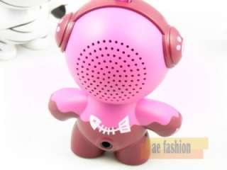 Brand New Mini HEADPHONIES Mobile BASS Speaker Pink Cat for IPOD  
