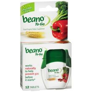  Beano To Go Food Enzyme Dietary Supplement, 12 tablets 