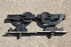 Pair c.1890 Iron Pocket Door Rollers Trolleys Lundy  