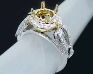 Round 18kt Two Tone Gold Diamond Semi Mount Ring  