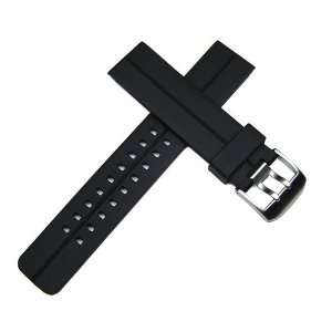 22mm Black Italian Rubber Watch Band for Luminox, Breitling, Omega 