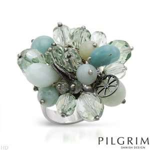 TM) Ladies Ring. Green Crystal And Multicolor Simulated Gems Gemstones 