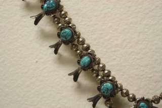 VTG Sterling Silver & Turquoise Squash Blossom Necklace Gorgeous 