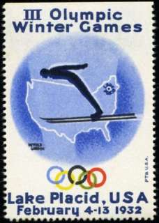 1932 Winter Olympics   LAKE PLACID NY   Poster Stamp  