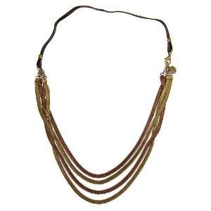  Ben Amun   Mixed Metal Multi Layer Snake Chain on Leather 