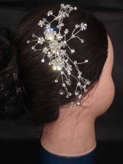 Bridal Rhinestone Crystal Flower Headpiece headwear Hair tiara Comb 