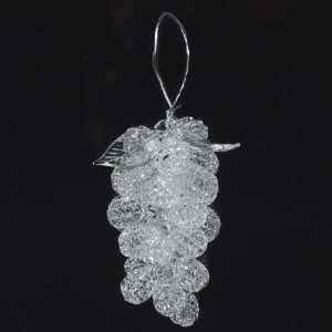 Club Pack of 12 Clear Spun Glass Grape Cluster Christmas Ornaments 4 