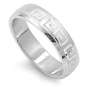  Stainless Steel Greek Key Style Ring (Size 6   12)   Size 
