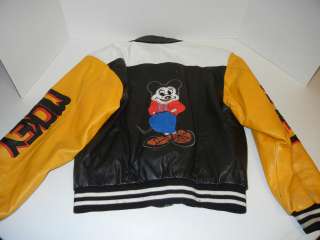 VTG Mickey Mouse Leather Jacket Kids Youth 16 Boys Girls  