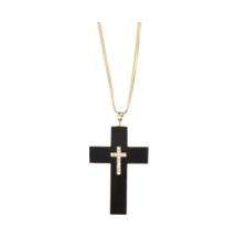 Renee Lewis Onyx & Pearl Cross Pendant Necklace