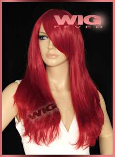 Long Wavy Dark Red Hair Wig With Long Bangs 3647  