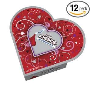 Hersheys Kisses Milk Chocolate Mini Heart Box, 0.96 Ounce(Pack of 12)