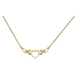  14k Hugs Kisses Heart 17 Inch Necklace   JewelryWeb 