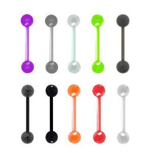 Hematite Colored UV Acrylic Balls and Flexible Shaft Barbells   14G (1 