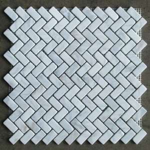 Calacatta Gold 5/8x1 1/4 Herringbone Mosaic Tile Tumbled 