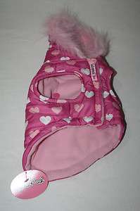 New Lulu Pink Dog Doggie Winter Snow Puffer Vest Coat Jacket Hoodie 