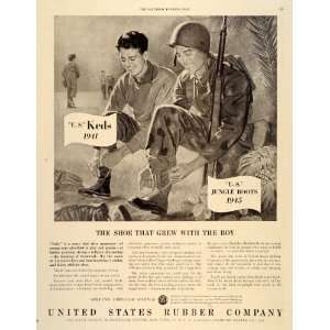 1945 Ad United States Rubber Keds Jungle Boots WWII   Original Print 