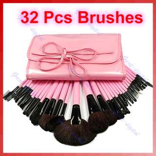 32 Pcs Makeup Brush Brushes Cosmetic Set Leather Case P  