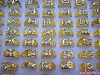 wholesale lots of 100pcs Rhinestone golden mens rings  