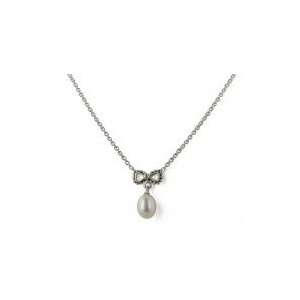    Honora Little Girls White Pearl Bow Necklace Honora Jewelry