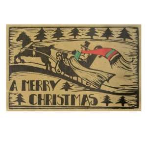  Merry Christmas, Horse Drawn Sleigh Giclee Poster Print 