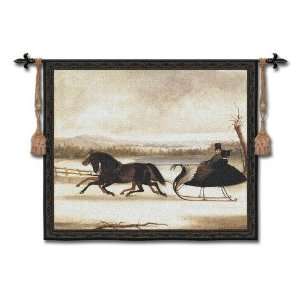  Smart Turn Out Snowy Horse Sleigh Ride Tapestry Wall 