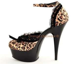 PLEASER Leopard Satin 6 High Heels Womens Pumps Shoes 885487513997 