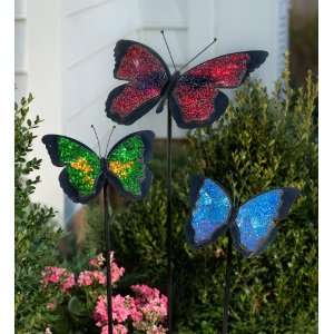   Mosaic Butterfly Garden Stakes Set of 3 Patio, Lawn & Garden