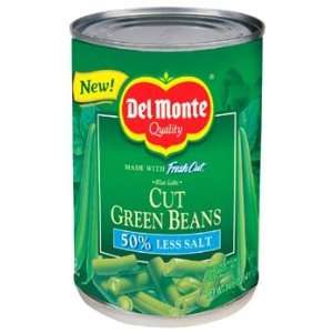 Del Monte 50% Less Salt Cut Green Beans 14.5 oz  Grocery 