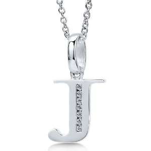   Cubic Zirconia CZ Initial J Pendant Necklace   Nickel Free Jewelry