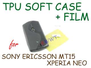 Black Mixed TPU Soft Cover Case +Film for Sony Ericsson Xperia Neo 