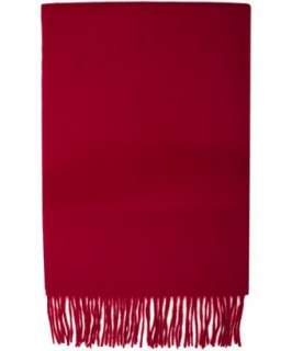 Amicale crimson water weave cashmere fringed scarf   
