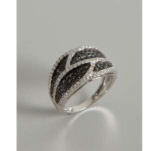 Tia Collections diamond and black diamond layered ring