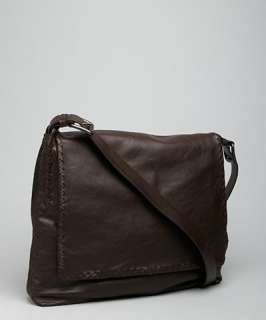 Bottega Veneta dark brown calf leather crossbody messenger bag