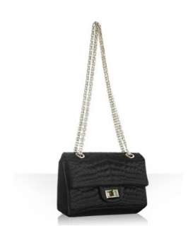 Chanel black quilted crepe flap shoulder bag  