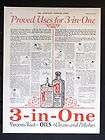1927 THREE IN ONE Oil magazine Ad lube cleaner polish dust rust 