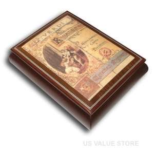 Jewelry Box, Italian Inlaid Wooden Musical Jewelry Box, Original La 