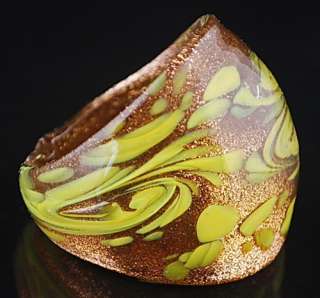   Murano Lampwork glass Handmade Gold Dust #6 9 Rings W14960  