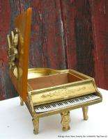 Vintage Wind Up Music Piano Jewelry Box with Bakelite Top  
