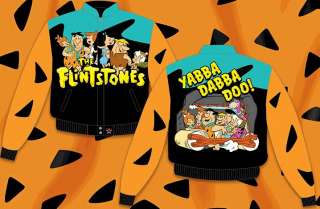   14 Flintstones Cartoon Jacket Coat Black Orange Nascar NEW  