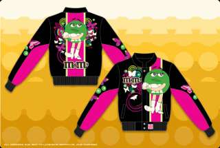   Size M L XL M&Ms Nascar Black Pink Green Striped Jacket Coat NEW