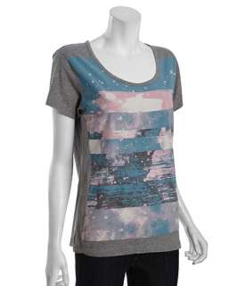 Marc by Marc Jacobs grey and blue striped ocean graphic front cotton 
