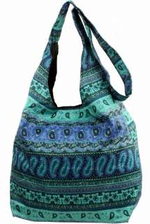 Blue Light Weight Fabric Boho Tote/Hobo Purse/Handbag  