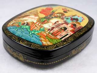 SALE Russian Palekh Lacquer Box Icon St.George Slaying Dragon  