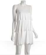 style #214094100 white tiered jersey Lori strapless dress