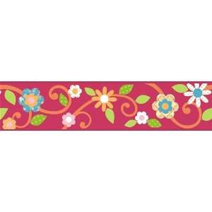  Floral Red Scroll Wall Border